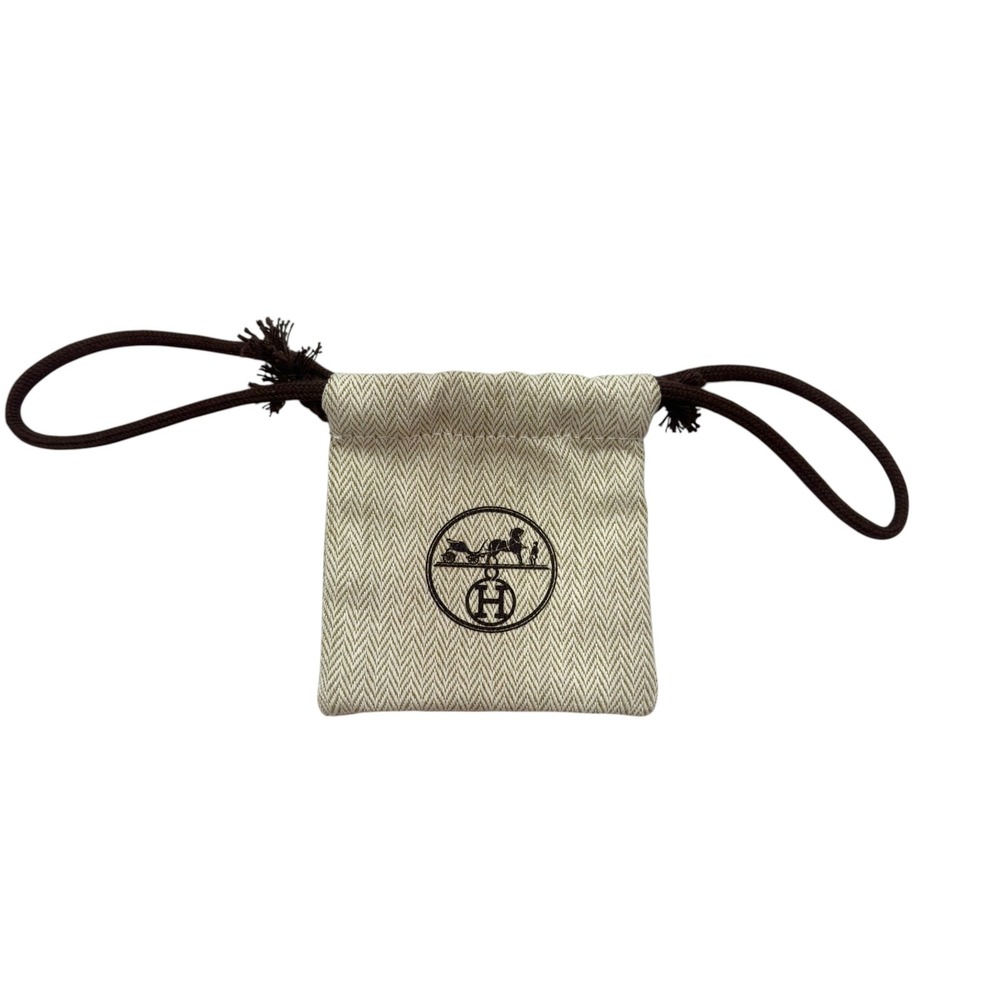 Hermes Dust Bag Small Beige Brown Herringbone Logo Pouch Luxury Minimalist Style